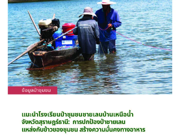 แนะนำโรงเรียนป่าชุมชนชายเลนบ้านเหนือน้ำ จังหวัดสุราษฎร์ธานี: การปกป้องป่าชายเลน แหล่งกับข้าวของชุมชน สร้างความมั่นคงทางอาหาร