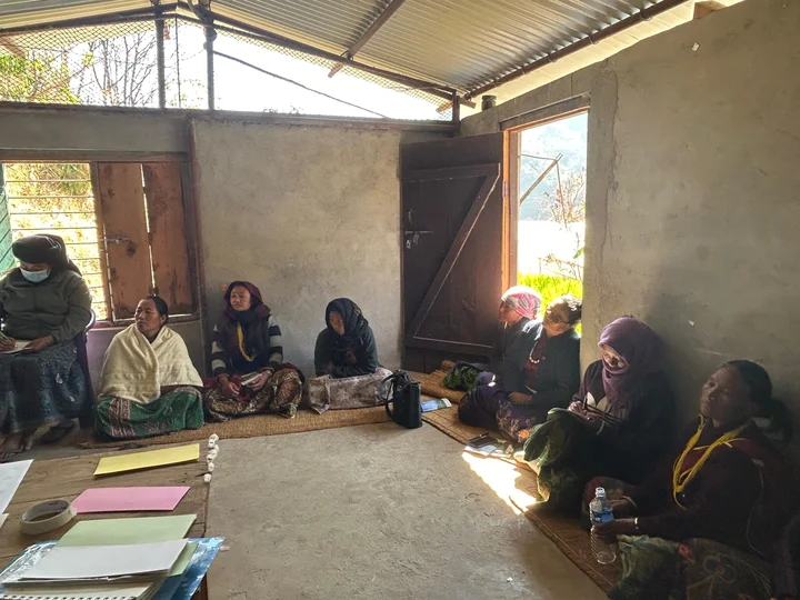 Members of the Nishikhola  Sisno Powder Micro-enterprise at a workshop organized by RECOFTC Nepal in February 2025. 
