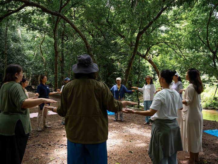 A forest bathing activity organized by Wild Women Circle in Thailand.