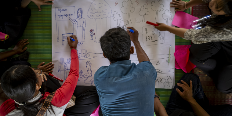 Youth participate in a workshop in Cambodia