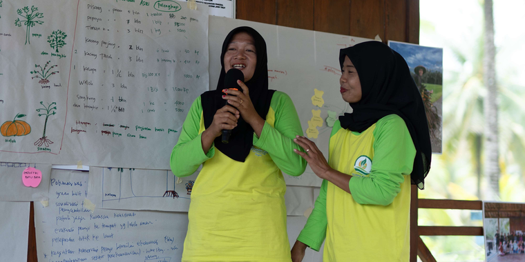 Women participating in a focus group discussion