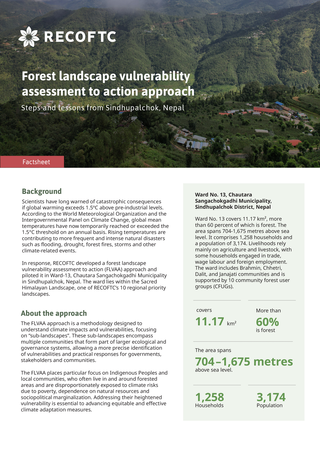 Forest landscape vulnerability assessment to action approach: Steps and lessons from Sindhupalchok, Nepal 