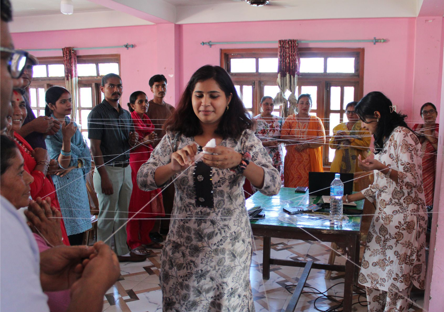 A hands-on exercise conducted with community members in Nepal to illustrate the concept of resource webs.