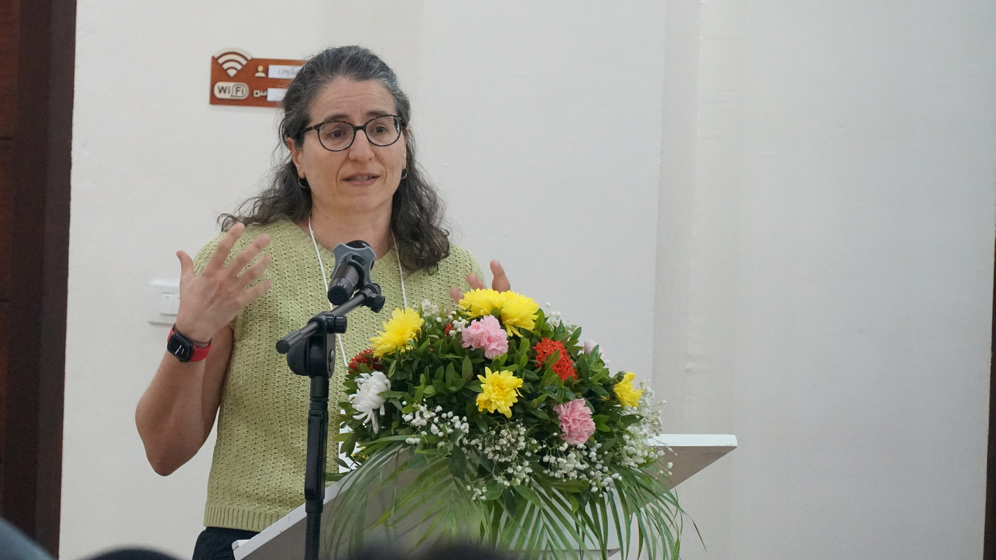 Reem Hajjar of Cornell University speaking during the conference.