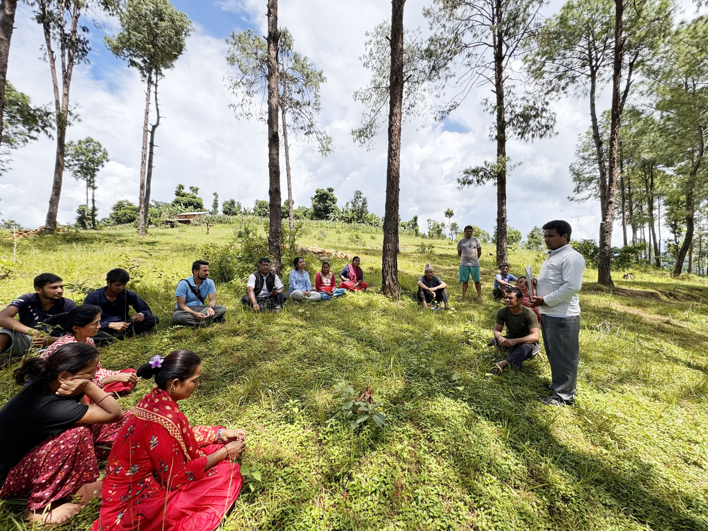 Community members gather for a meeting in Sindhupalchok, Nepal.