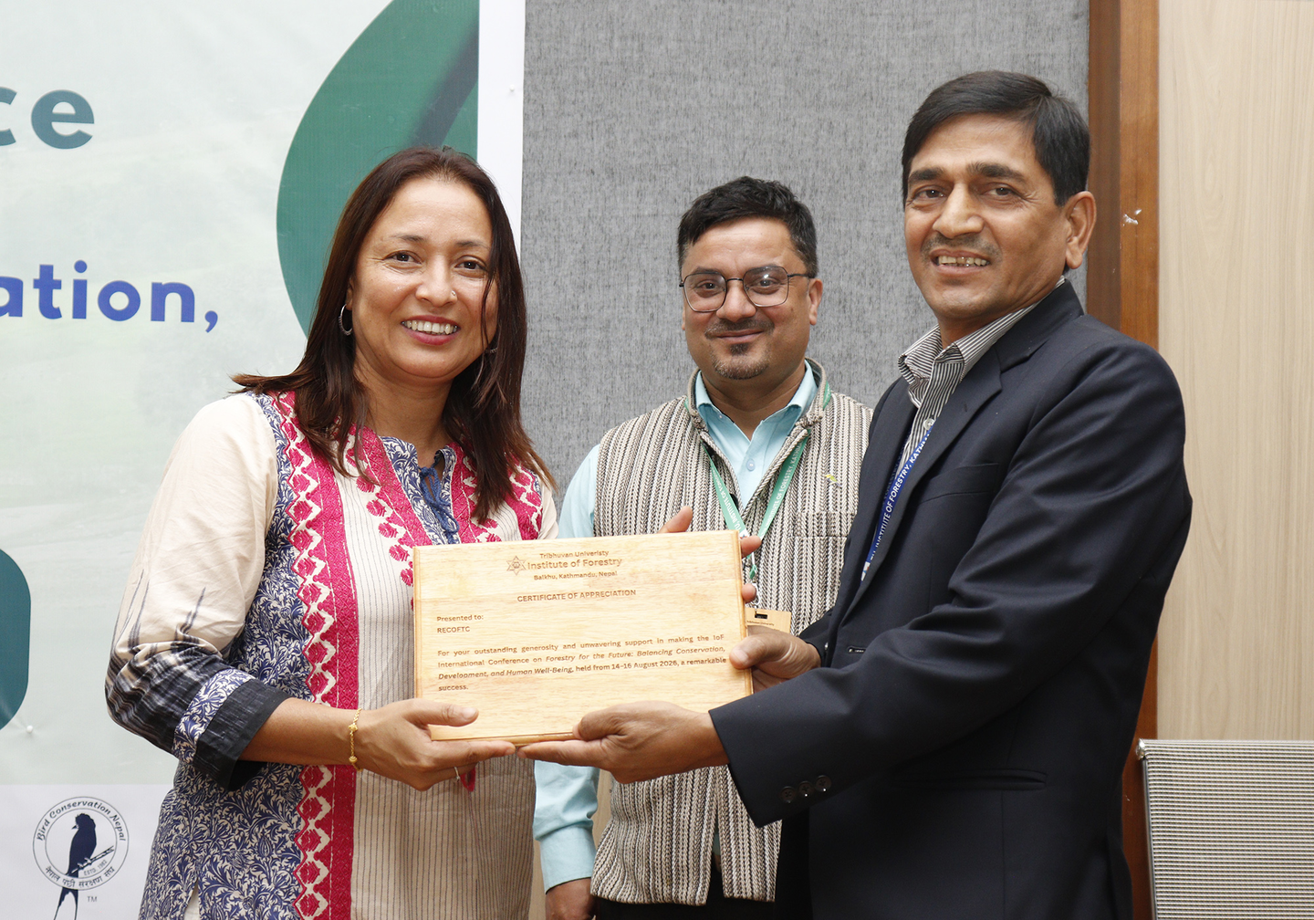 Sudha Khadka chairing a session at the IoF forestry conference